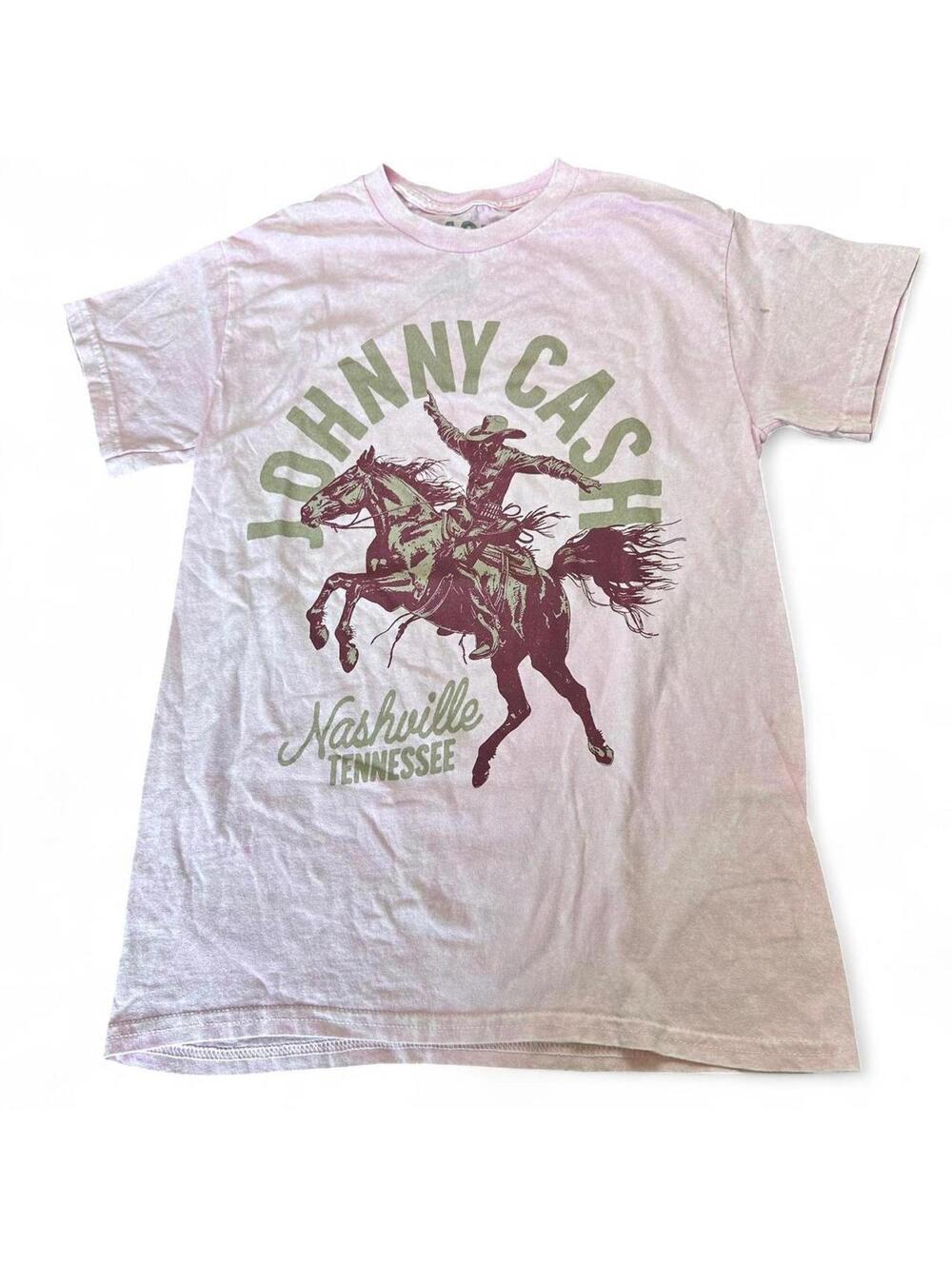 Johnny Cash Nashville Tennessee Graphic T-Shirt Size Small Pink